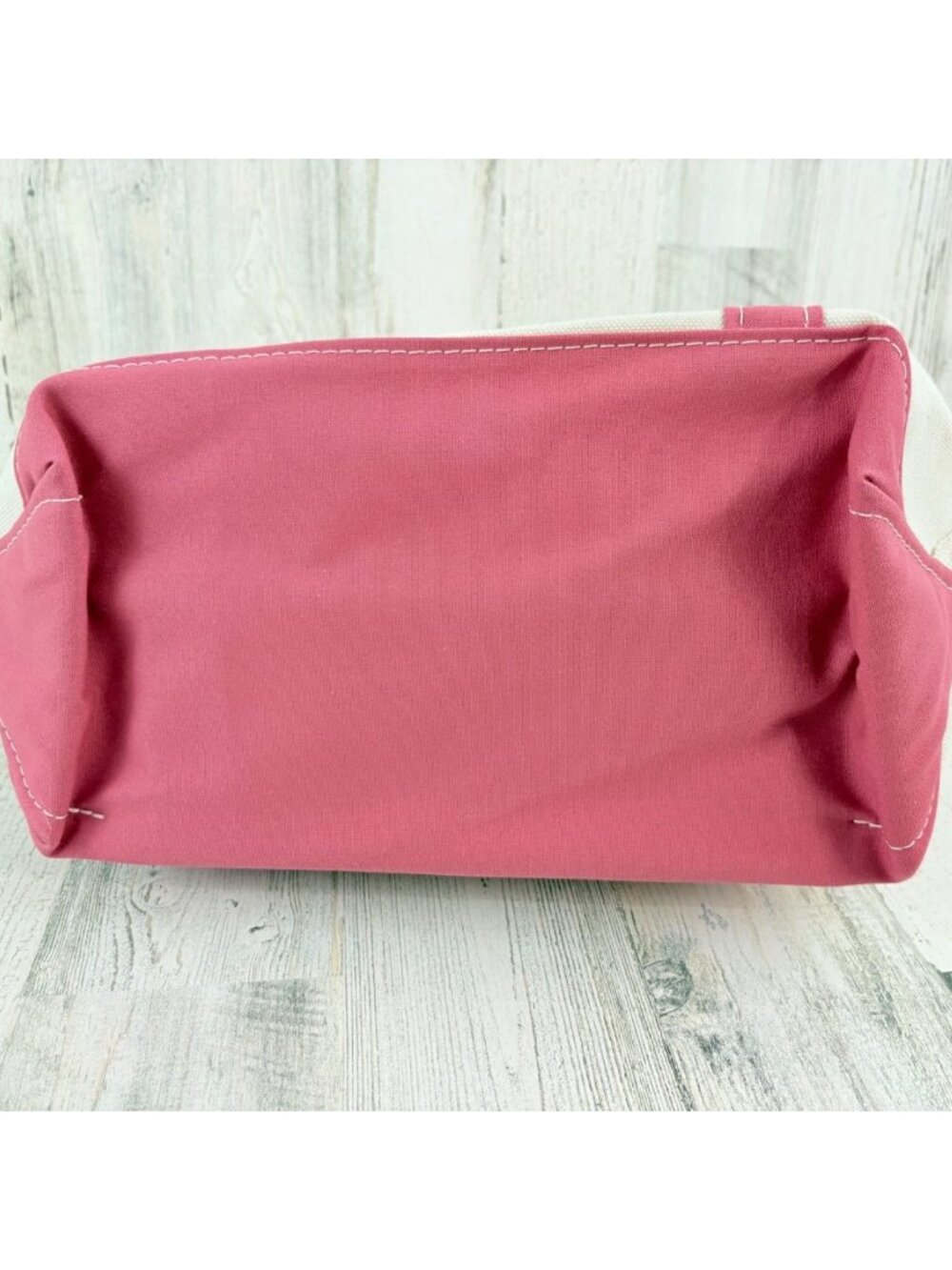 LL Bean Canvas Boat And Tote Bag Vintage Rose Pink Made in USA Zipper Closure - Picture 8 of 16